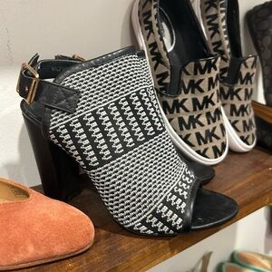 Stylish Black and White ankle strapped Heeled Booties